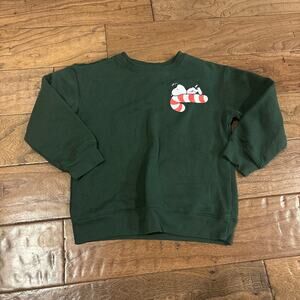 Peanuts Snoopy Boys Girls Small Pullover Crewneck Sweatshirt Green Christmas